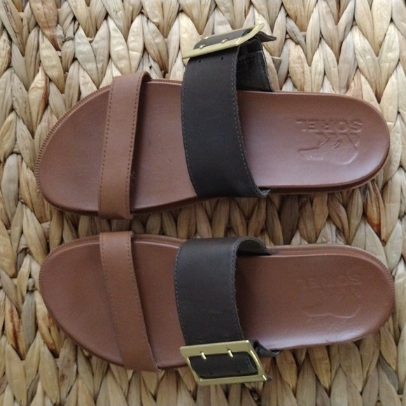 Sorel Roaming buckle slide comfort platform leather sandals 7.5 - Picture 11 of 11